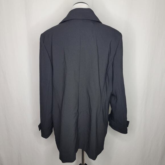 Anne Klein Women's Faux Double-Breasted Trench Coat Black NWT Size 14 - Picture 7 of 9